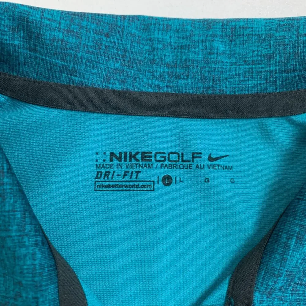 Nike Golf Shirt Womens L Large Teal Dri Fit Crosshatch Polo 3PCC Collared USAA